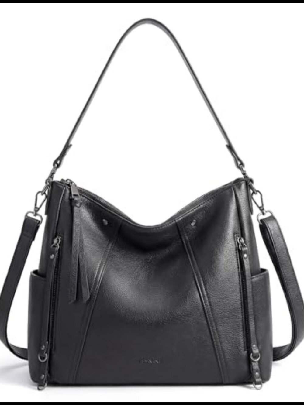Leather Hobo Crossbody Bag with Adjustable Strap Multi Pocket Shoulder Purse